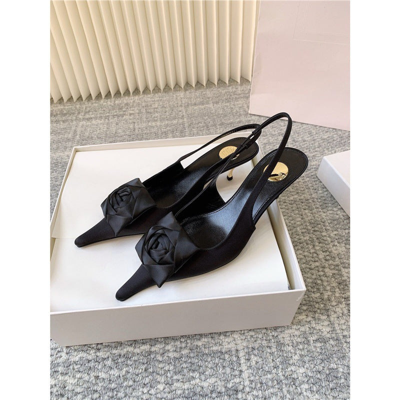 Damen Slingback Pumps mit eleganter Satinverzierung EB