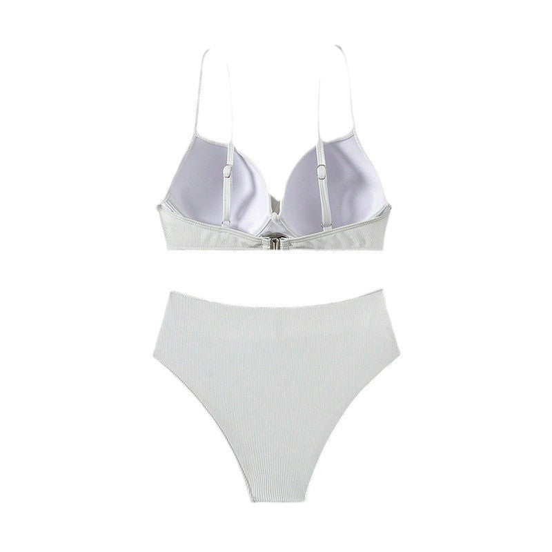 Damen Bikini-Set mit hoch geschnittenem Slip und elegantem Oberteil EB