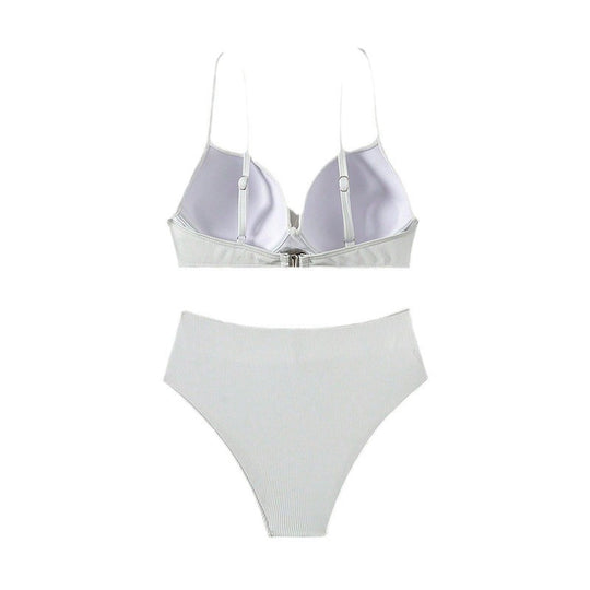 Damen Bikini-Set mit hoch geschnittenem Slip und elegantem Oberteil EB