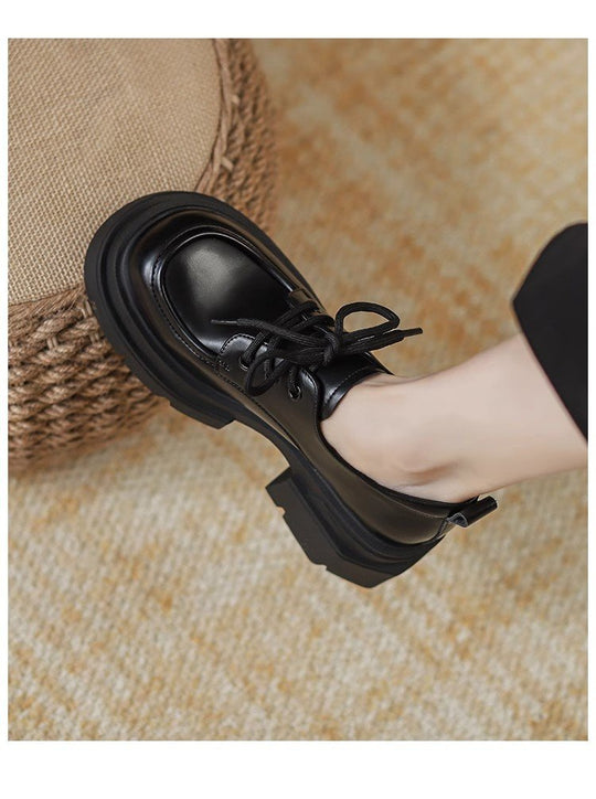 Damen elegante Schnürschuhe mit robustem Plateau und komfortablem Lederoberteil EB