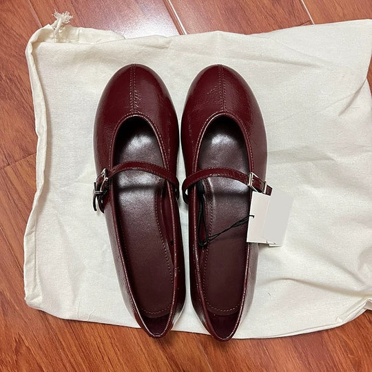 Damen Ballerinas mit elegantem Riemchenverschluss und glänzendem Obermaterial EB