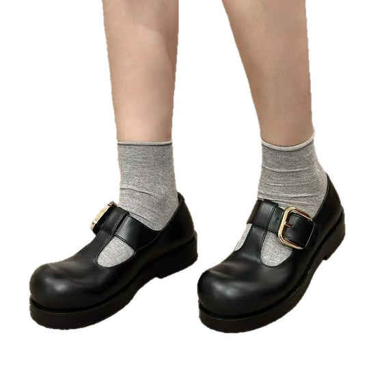 Damen Schnürschuhe mit dekorativem Schnallenverschluss und robustem Blockabsatz EB