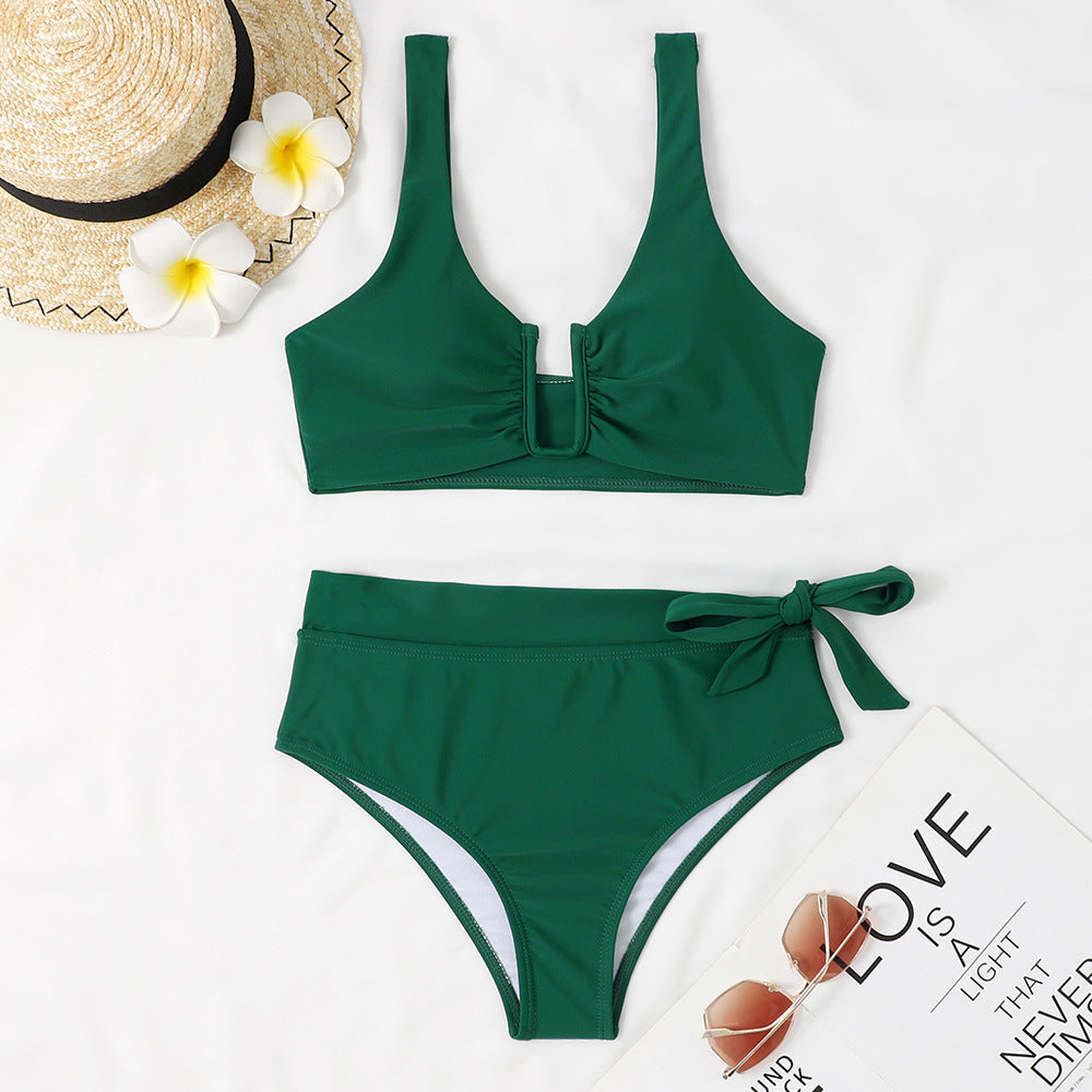 Damen Bikini-Set mit elegantem Knotendesign und hoch taillierter Hose EB
