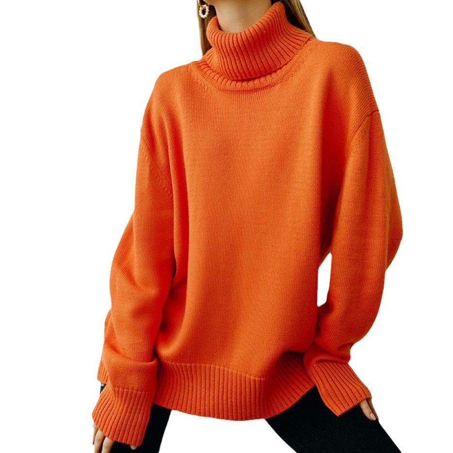 Damen Oversized Rollkragenpullover mit Rippstruktur EB