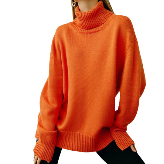 Damen Oversized Rollkragenpullover mit Rippstruktur EB
