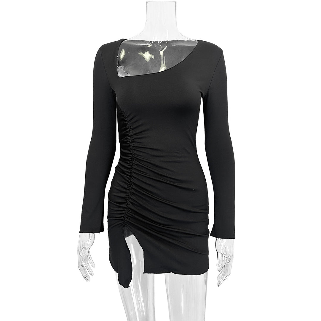 Damen Figurumspielendes Kleid mit asymmetrischem Ausschnitt und drapiertem Saum EB