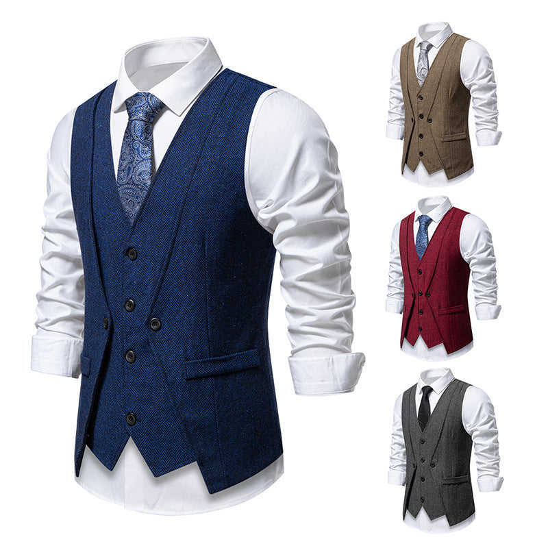 Herren elegante Anzugweste mit strukturiertem Hahnentritt EB