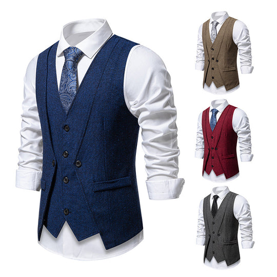 Herren elegante Anzugweste mit strukturiertem Hahnentritt EB