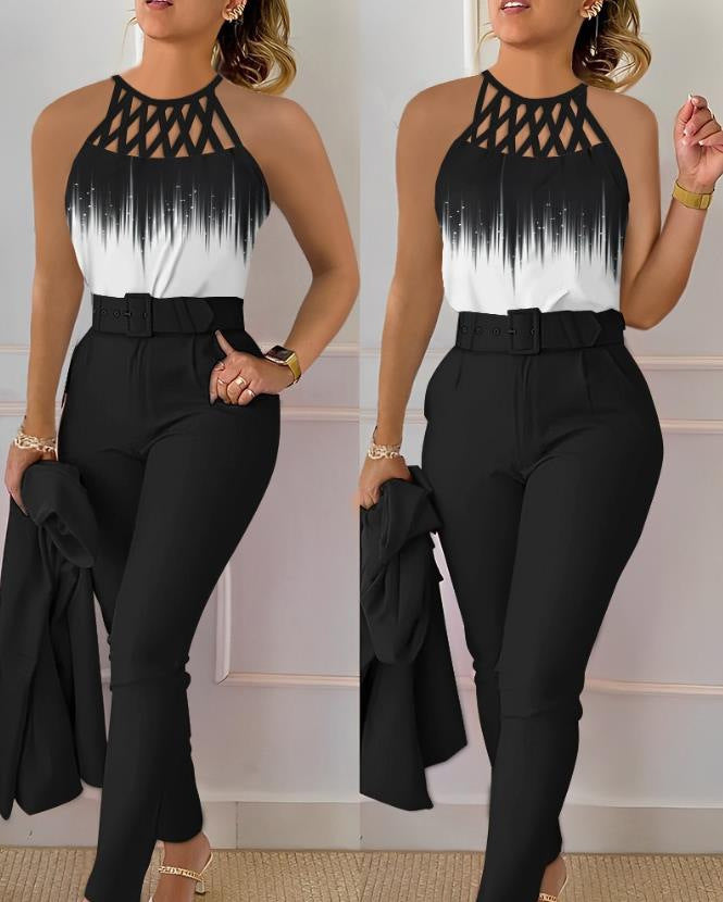 Damen Eleganter Jumpsuit mit raffiniertem Schnürdesign EB