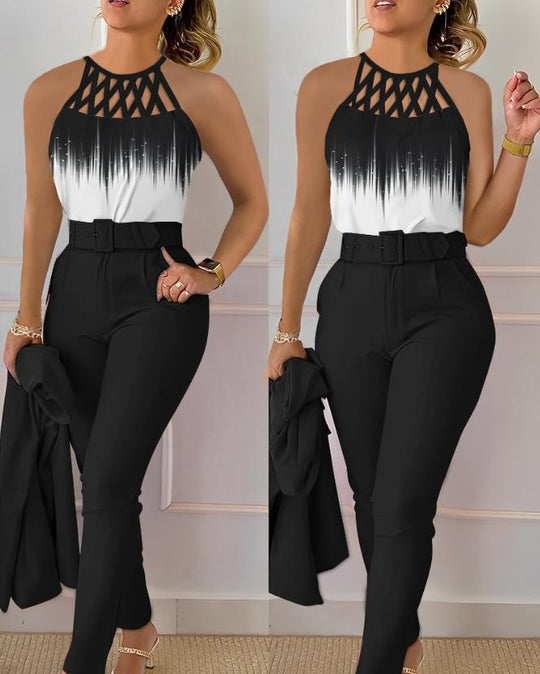 Damen Eleganter Jumpsuit mit raffiniertem Schnürdesign EB
