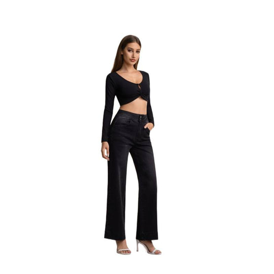 Damen weite High-Waist Jeans mit klassischem Schnitt und modernem Touch EB