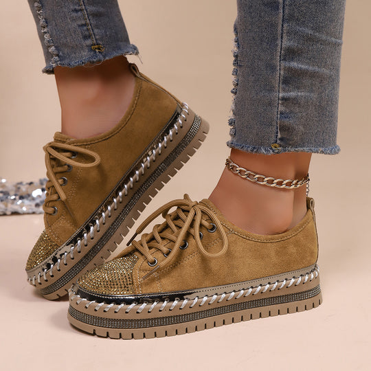 Damen komfortable Sneakers mit Glitzerdetails und kuscheligem Innenfutter EB