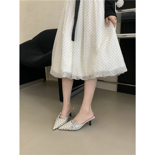 Damen elegante Mules mit zartem Schleifendetail EB