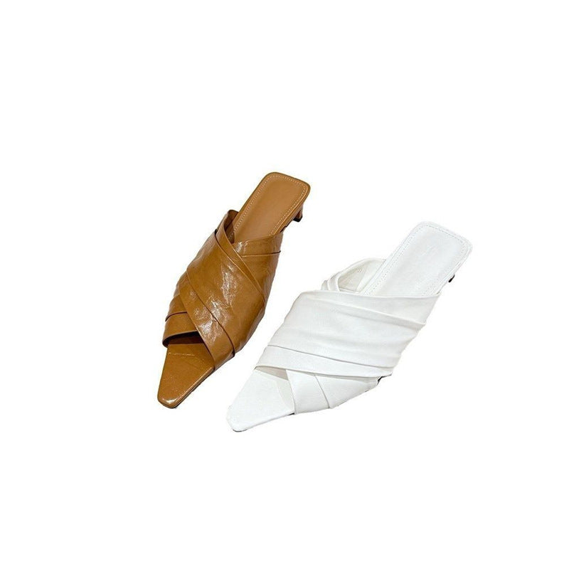 Damen elegante Mules mit geschwungenem Riemendetail EB