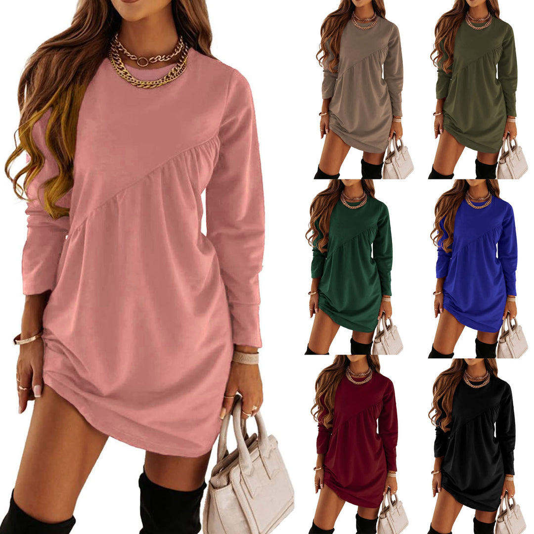 Damen lässiges Sweatkleid mit asymmetrischem Saum und Langarm EB