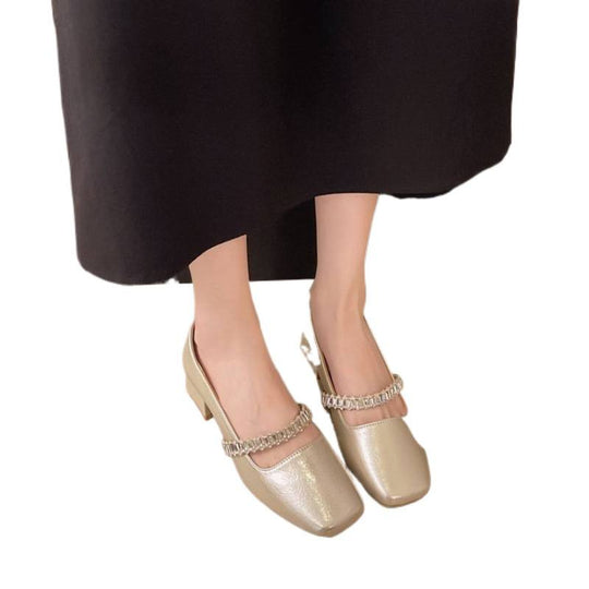 Damen Elegante Absatzschuhe mit Glitzerkette EB