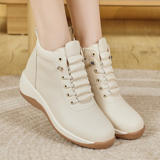 Damen Komfortable High-Top Sneakers mit elastischer Schnürung und dämpfender Sohle EB