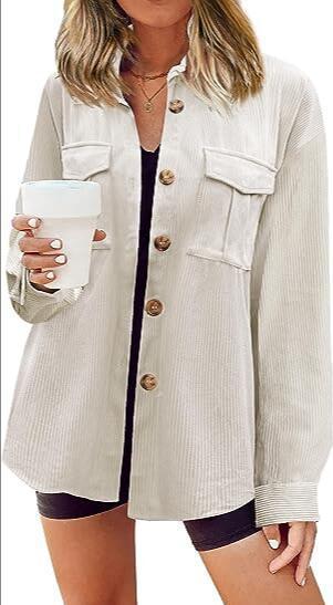 Damen Cordhemdjacke mit doppelter Brusttasche EB