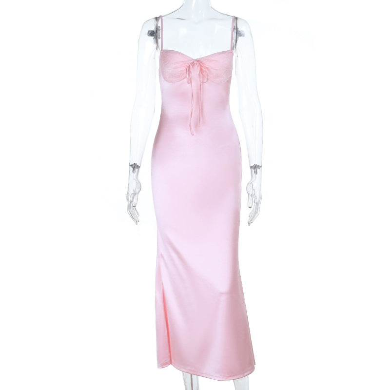Damen Elegantes Maxikleid mit zartem Dekolleté und raffiniertem Bund EB