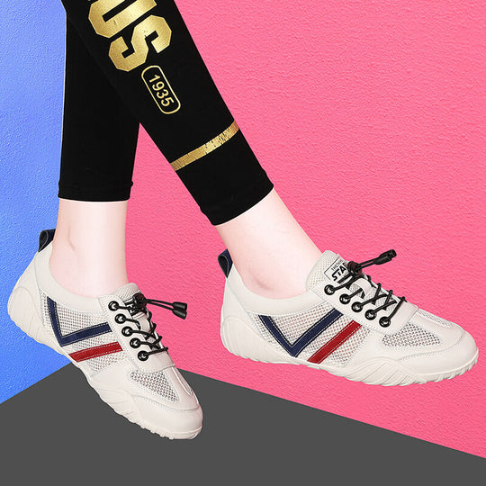 Damen Sportliche Mesh-Sneaker mit rutschfester Sohle und elastischen Schnürsenkeln EB