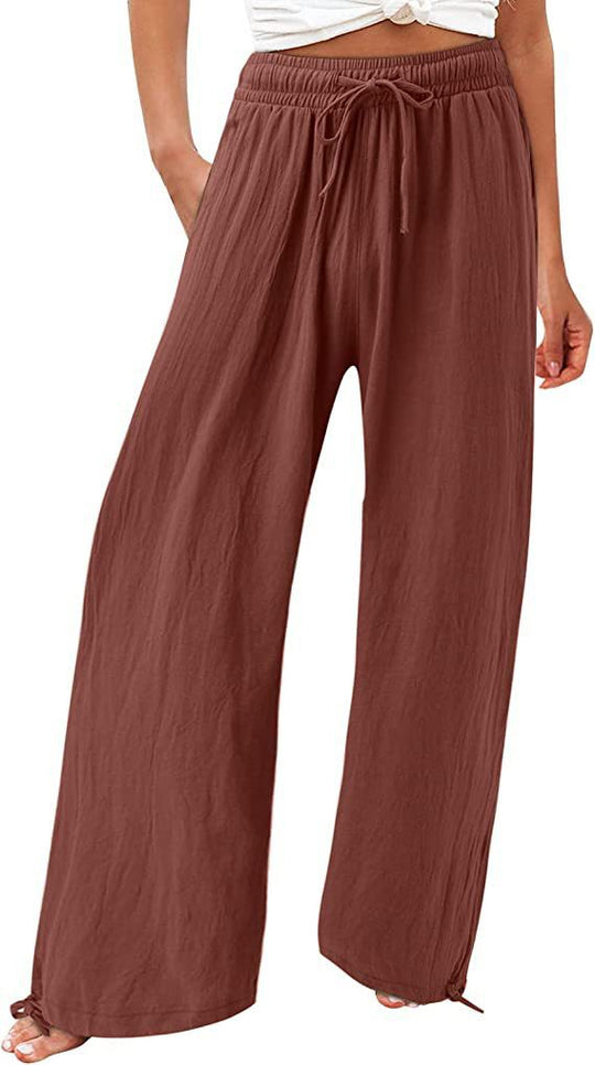 Damen lässige weit geschnittene Sommerhose mit elastischem Bund und praktischen Seitentaschen EB