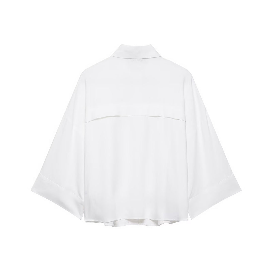 Damen lässige Hemdbluse mit übergroßem Schnitt und praktischen Taschen EB