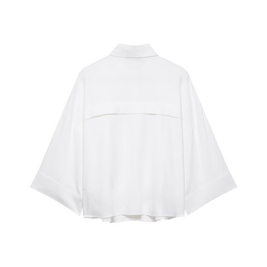 Damen lässige Hemdbluse mit übergroßem Schnitt und praktischen Taschen EB