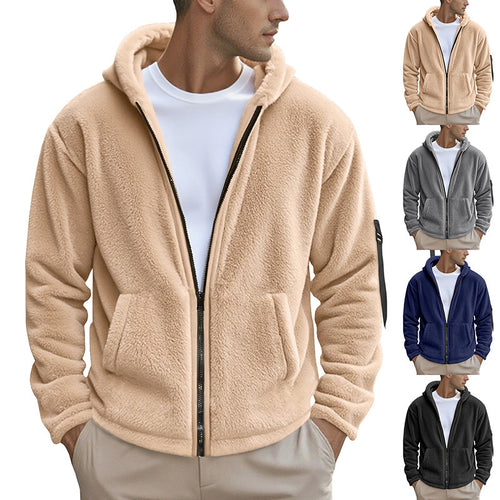 Herren Fleecejacke mit Kapuze und praktischen Reißverschlusstaschen EB