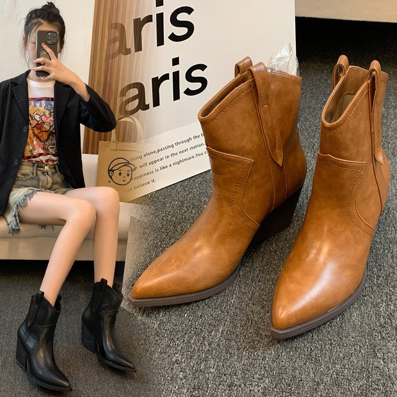 Damen modische Ankle Boots im eleganten Look mit spitzem Zehenbereich EB