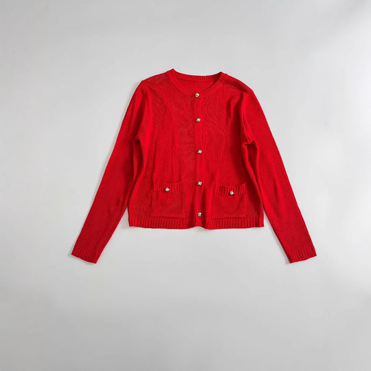 Damen elegante Strickjacke mit praktischen Taschen EB