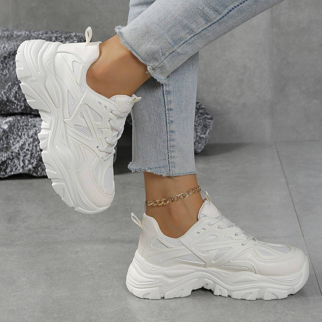 Damen modische Chunky Sneakers mit atmungsaktivem Obermaterial und komfortabler Dämpfung EB