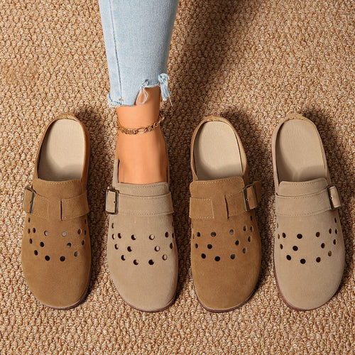 Damen Bequeme Clogs mit modischem Lochmuster und verstellbarem Riemen EB