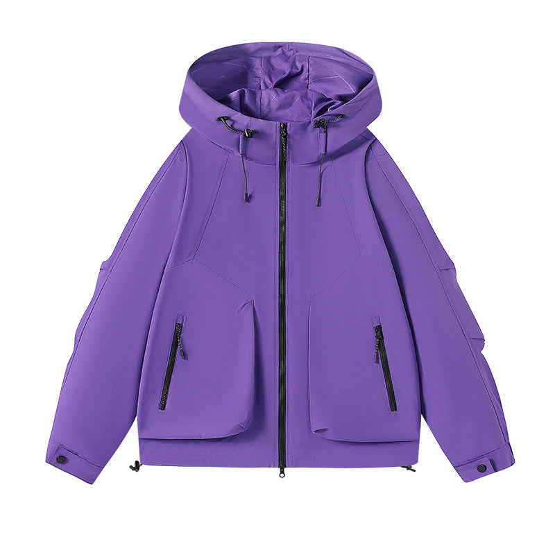 Herren technische Softshell-Kapuzenjacke mit wasserabweisender Membran, großen Fronttaschen und verstellbarem Kordelzug EB