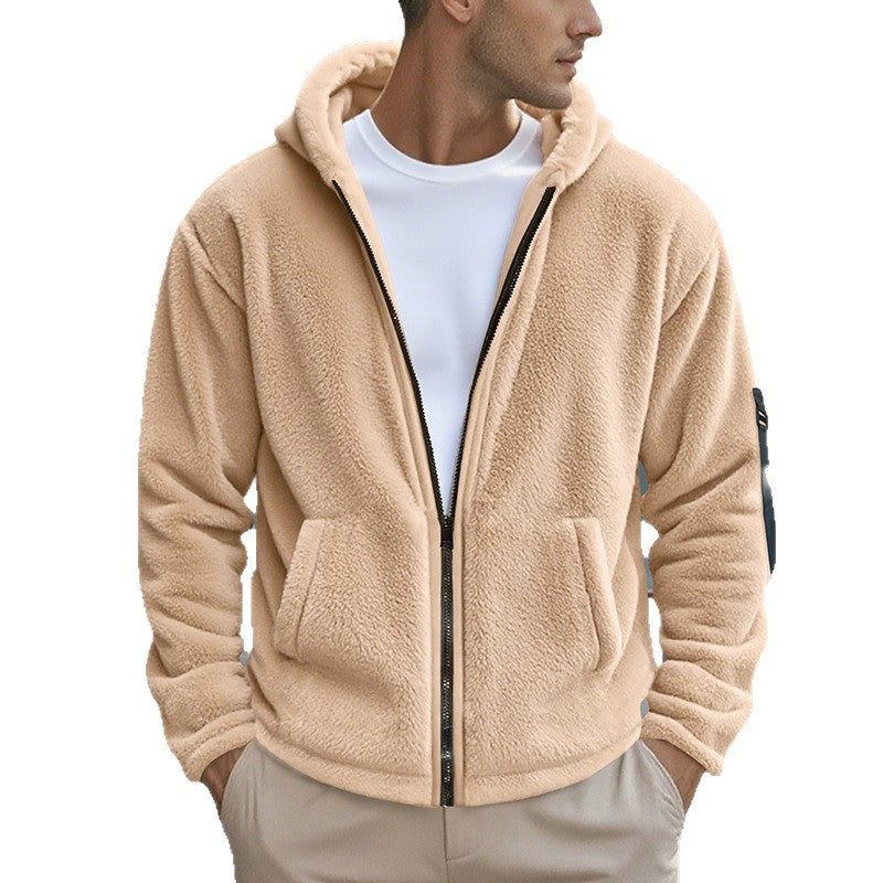 Herren Fleecejacke mit Kapuze und praktischen Taschen EB