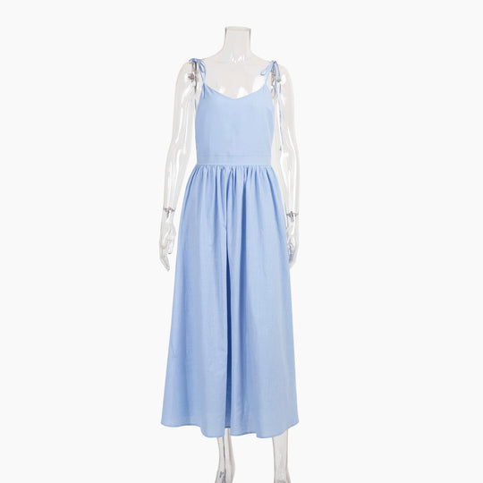 EB | Neckholder-Kleid aus Baumwolle mit Hosenträgern