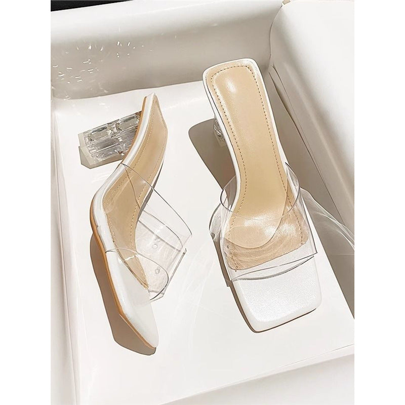 Damen transparente Mules mit elegantem Design EB