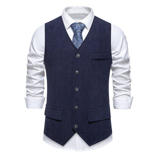Herren elegante Anzugweste im klassischen Herringbone-Design mit praktischen Taschen EB