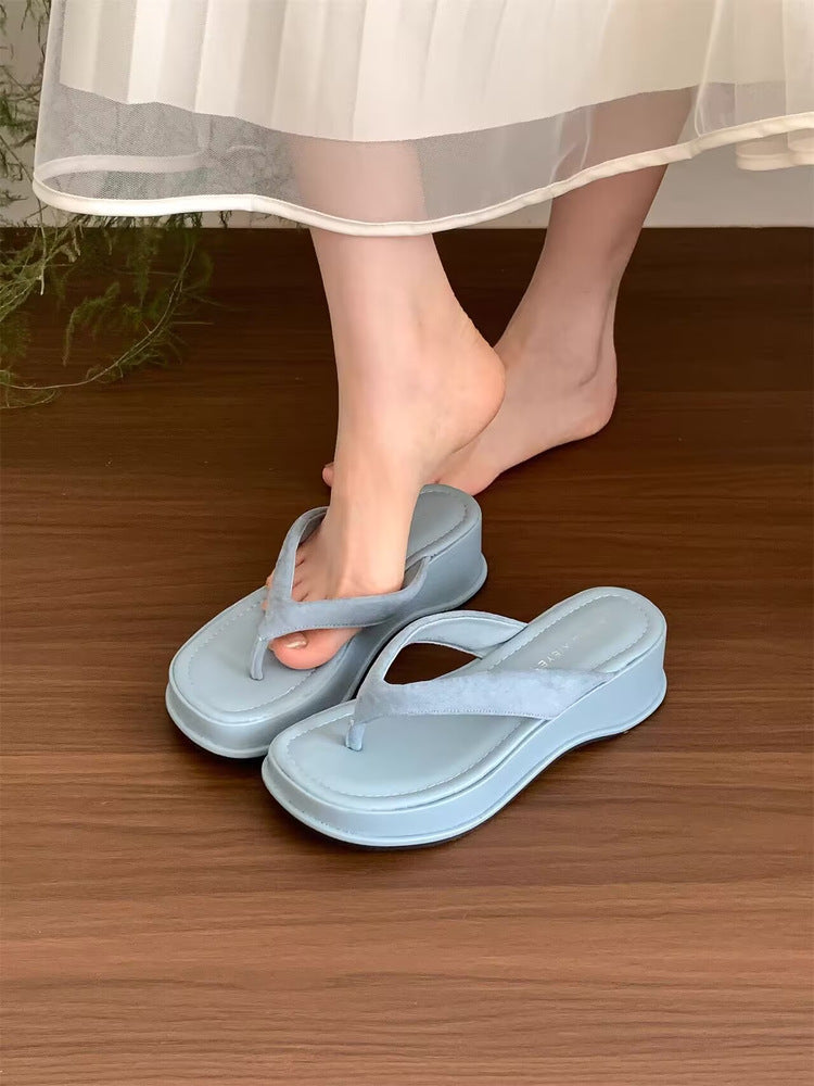 Damen trendige Wedge-Zehentrenner mit elegantem Obermaterial EB