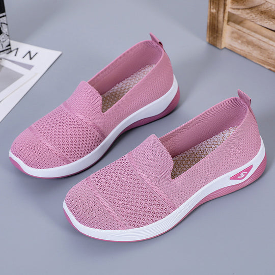 Damen nan eleganter Strick-Slipper mit verstärkter Zehenkappe, flexibler Dämpfungsplattform und Zuglasche EB