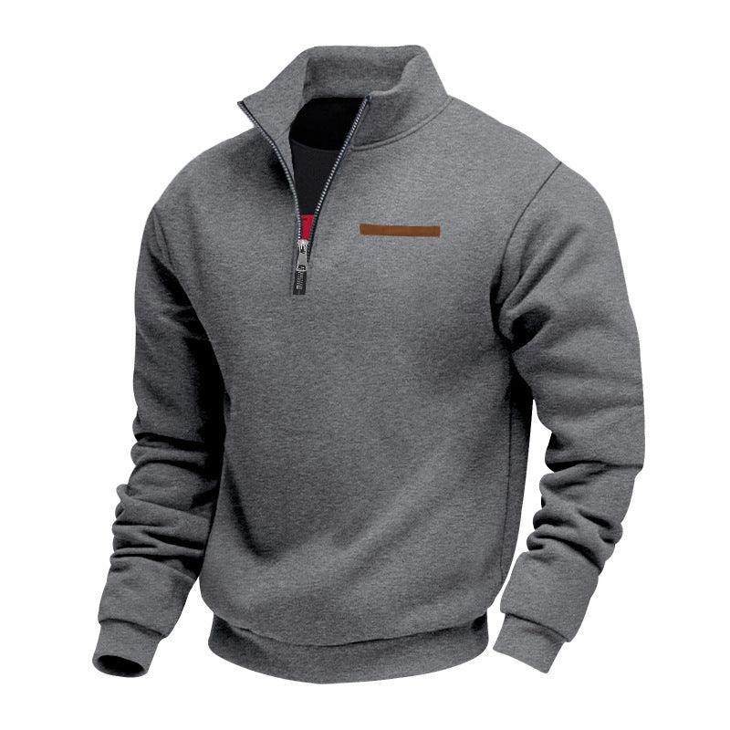 Herren nan Halbzip-Sweatshirt aus schwerem Fleece mit Stehkragen und verdeckter Brusttasche EB