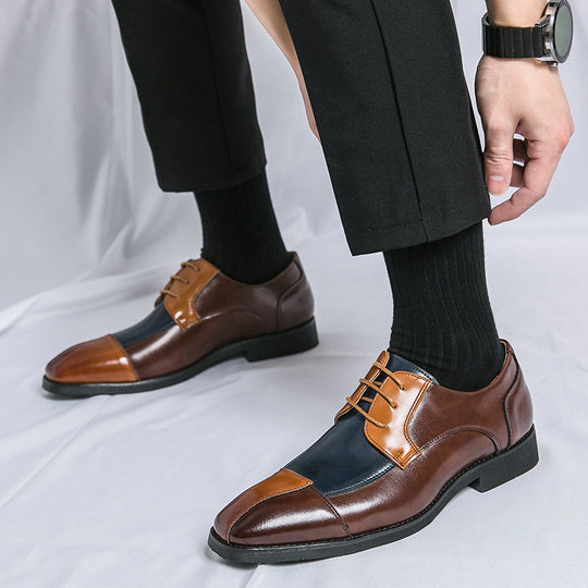 Herren Elegante Schnürschuhe mit zweifarbiger Lederoptik EB