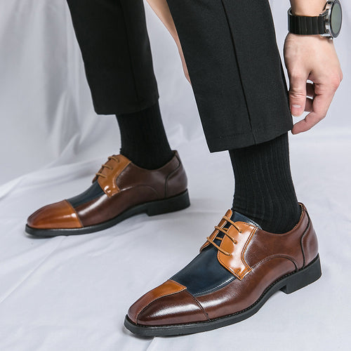 Herren Elegante Schnürschuhe mit zweifarbiger Lederoptik EB