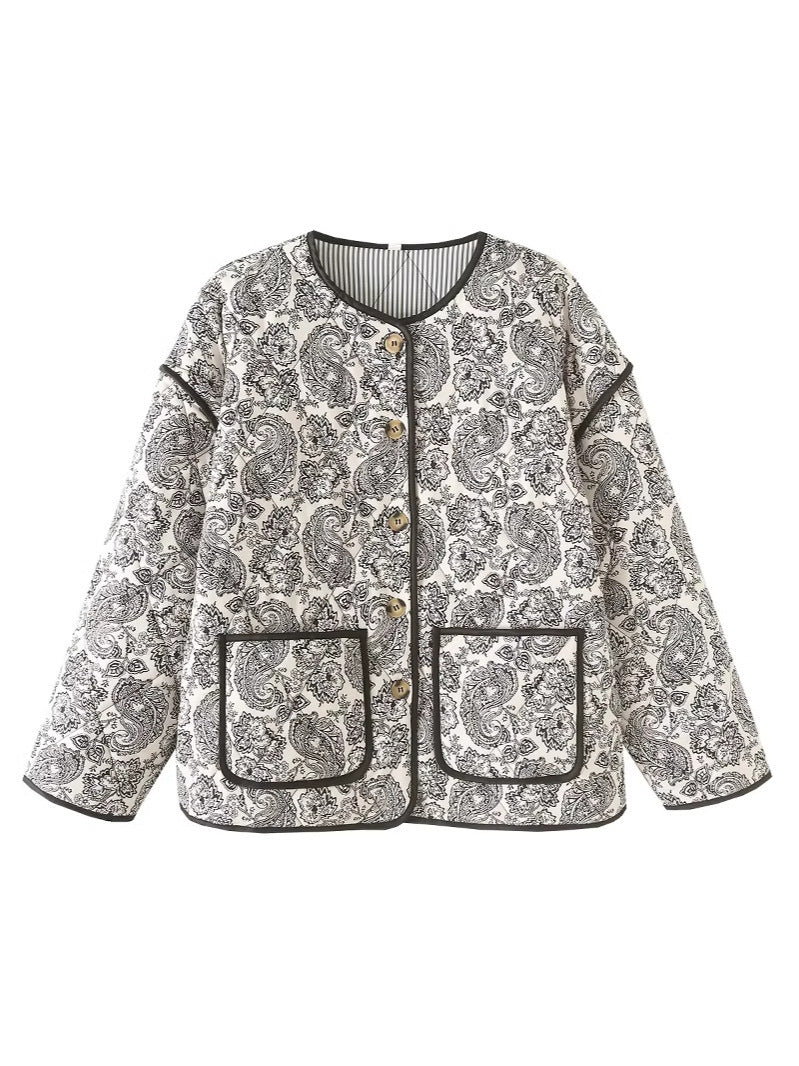Damen modische Quiltjacke mit einzigartigem Paisleymuster EB