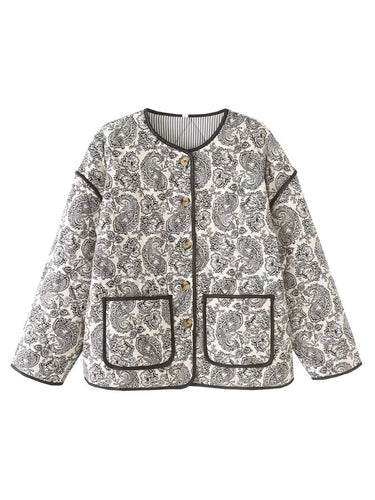 Damen modische Quiltjacke mit einzigartigem Paisleymuster EB
