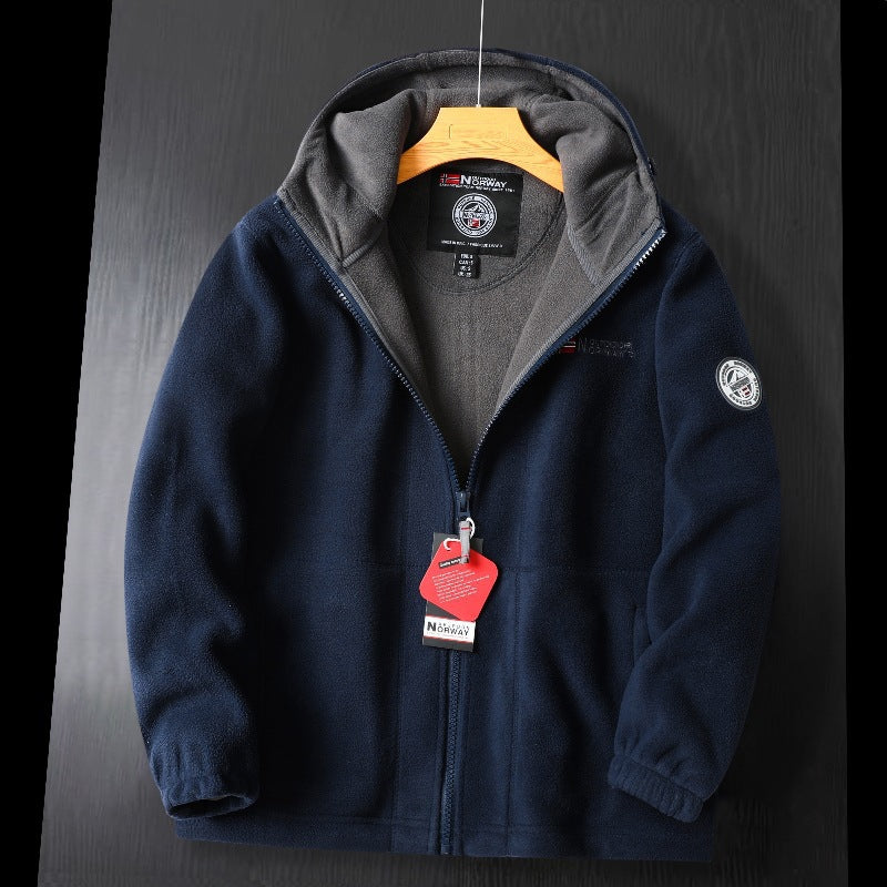 Damen Kapuzenfleecejacke im Outdoor‑Look mit doppellagiger Microfleece‑Innenlage, Reißverschluss und elastischen Bündchen EB