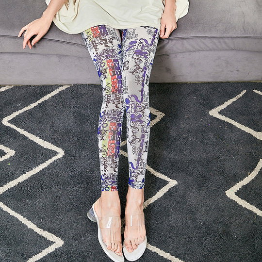 Damen Leggings mit modischem Schriftzug EB