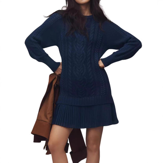 Damen nan Kabelstrick-Pullover mit Tunika-Schnitt, Zopfmuster und Rippbündchen EB