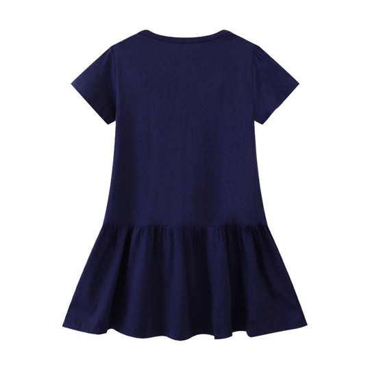 Mädchen Freizeitkleid mit originellem Dinosaurier-Stickdesign EB