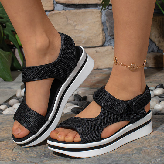 Damen Atmungsaktive Sandalen mit verstellbaren Klettverschlüssen und ergonomischem Fußbett EB