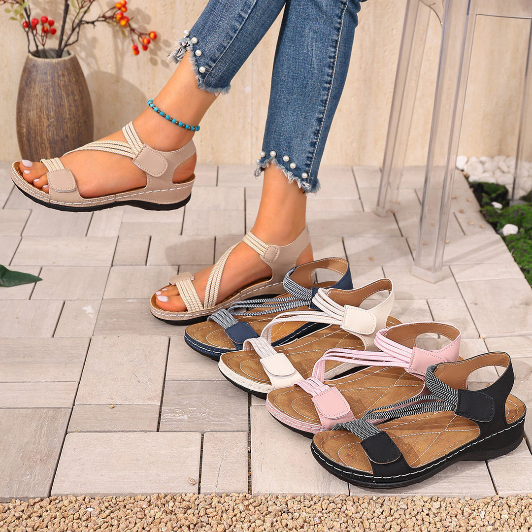 Damen Komfortable Sandalen mit verstellbarem Riemendesign und anatomischem Fußbett EB